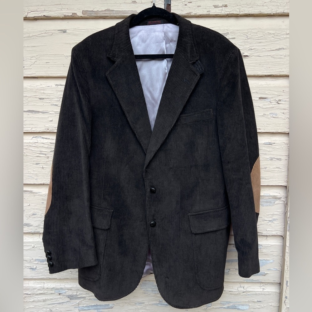 Vintage Trophy Club Fall Sports Coat Suede Patches Corduroy Blazer Jacket 44L